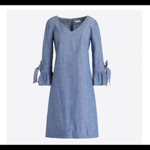 NWT JCREW CHAMBRAY TIE SLEEVE DRESS XL